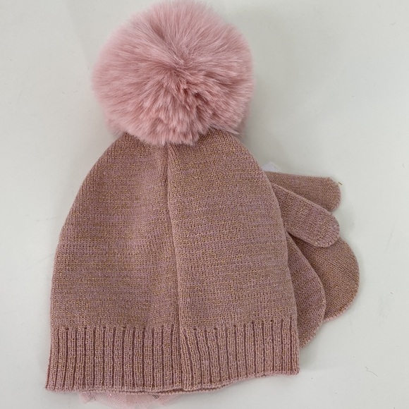 Pom Pom Hat and Mittens Set Toddler Size NWT - Picture 2 of 6